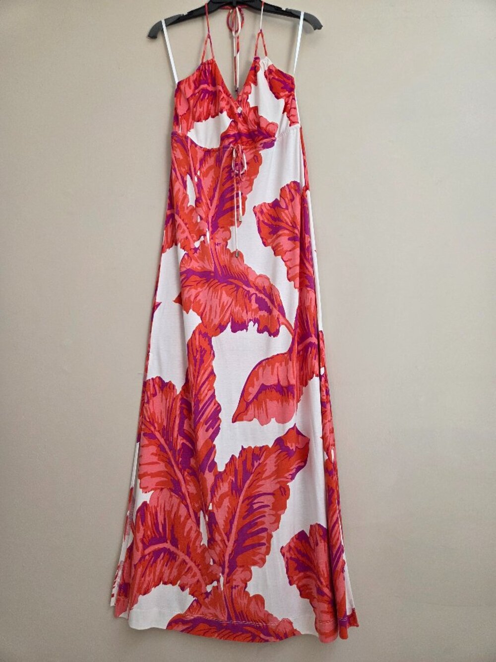 Banana Republic Milly Collection Silk Blend Halter Maxi Dress XS Pink Tropical